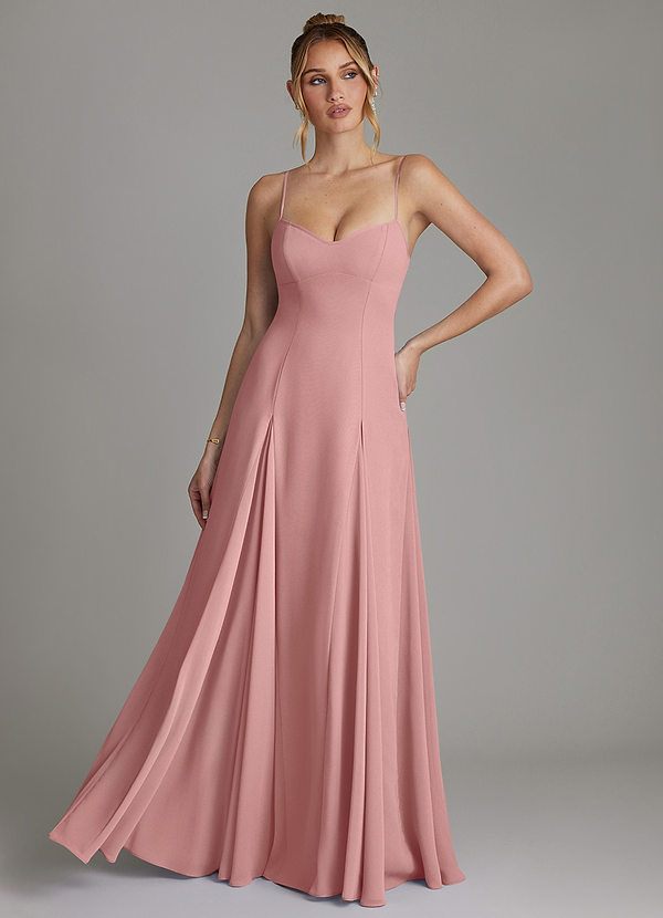 Azazie Imani Abiti da Damigella Abito A-Line in Chiffon Scollo a Cuore Rosa Polverosa image1