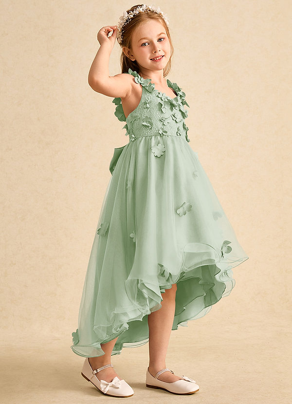 Azazie Tweety Flower Girl Dresses Dusty Sage A-Line Lace Tulle Dress image1