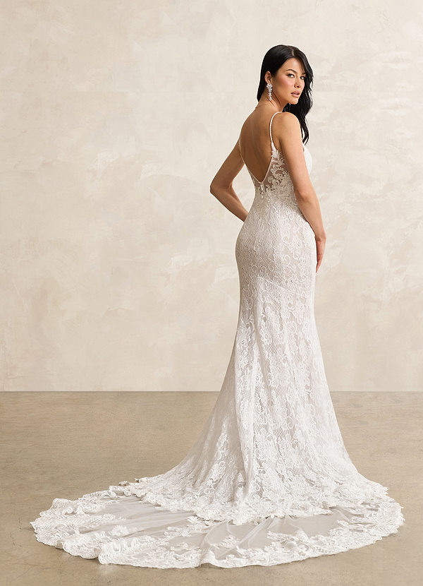 Azazie Prudence Wedding Dresses Diamond White Nude Mermaid Sequins Tulle Dress image1