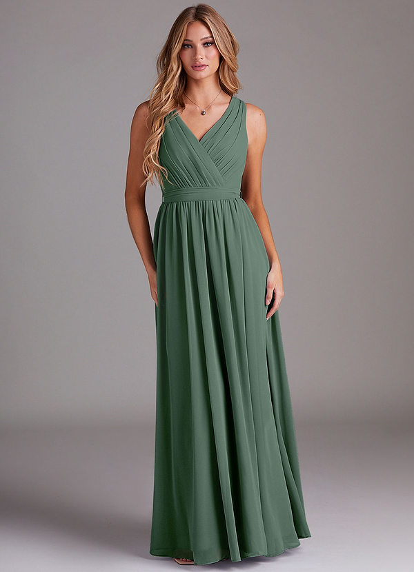 Azazie Kingsley Bridesmaid Dresses Eucalyptus A-Line Lace Chiffon Dress image1