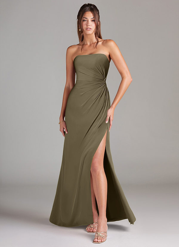 Azazie Aliani Bridesmaid Dresses Willow Green Sheath Strapless Chiffon Convertible Dress image1