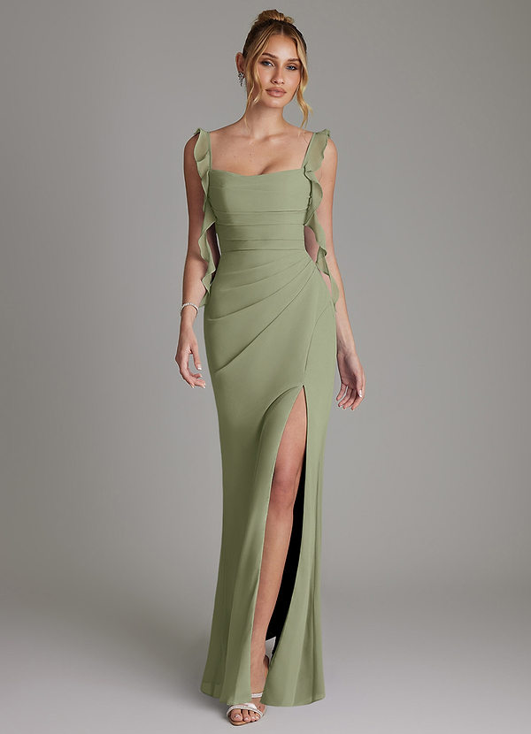 Azazie Jessamine Bridesmaid Dresses Pistachio Mermaid Corset Chiffon Dress image1