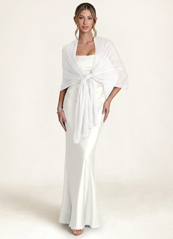 front Azazie Chiffon Sparkly Cover Up Scarf