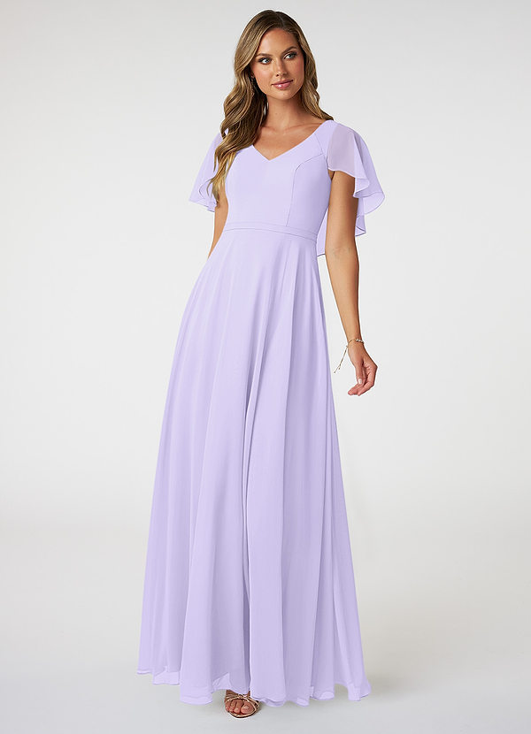 Azazie Jamie Bridesmaid Dresses Lilac A-Line Chiffon Dress image1