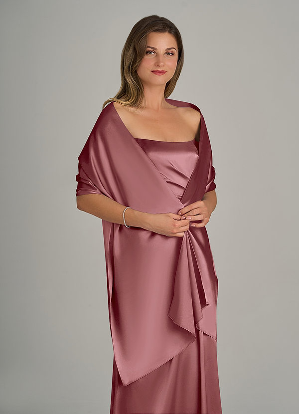 front Azazie Matching Color Ireland Metallic Satin Shawl