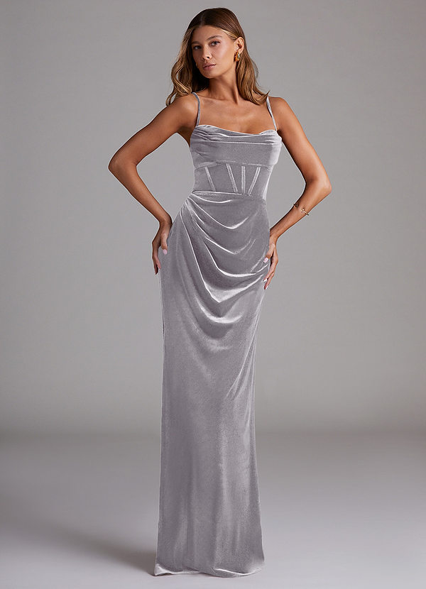 Azazie Mai Bridesmaid Dresses French Lilac Sheath Sweetheart Neckline Velvet Dress image1