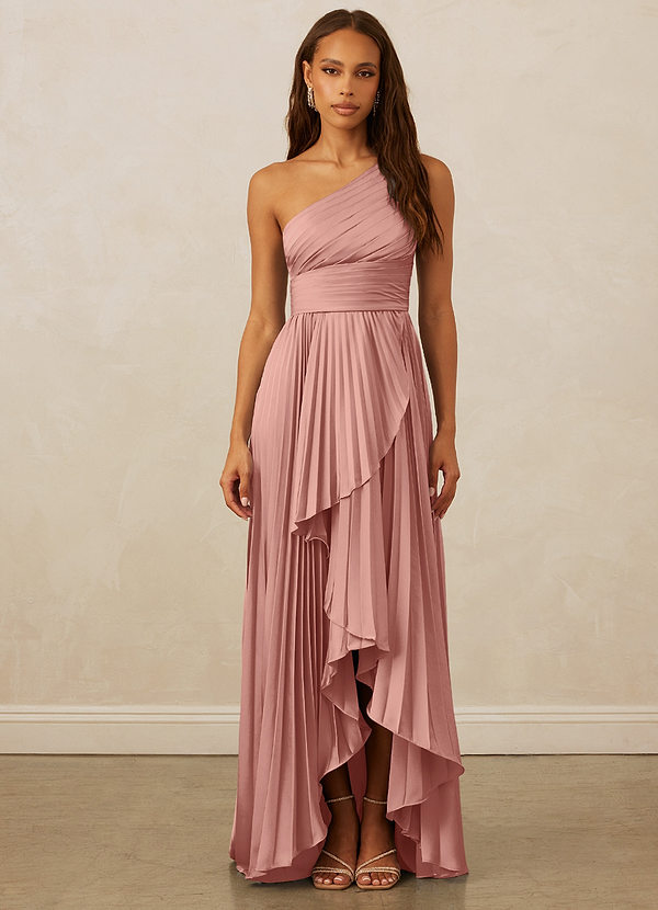 Christian Siriano Bridal for Azazie 1008 Robes Demoiselle d'honneur Robe Trapèze en Satin extensible Ue épaule Rosette image1