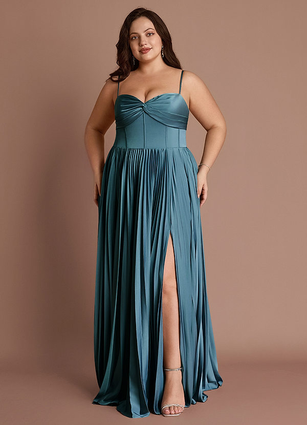 Tyla Azure Blue Pleated Maxi Dress image1