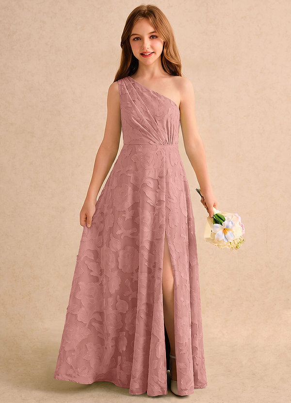 Azazie Pudles Girls Formal Sukienki dla Dziewczynki Sypiącej Kwiaty Litera A Na jedno ramię Kwiatowe wypalenie Do podłogi Sukienka image1