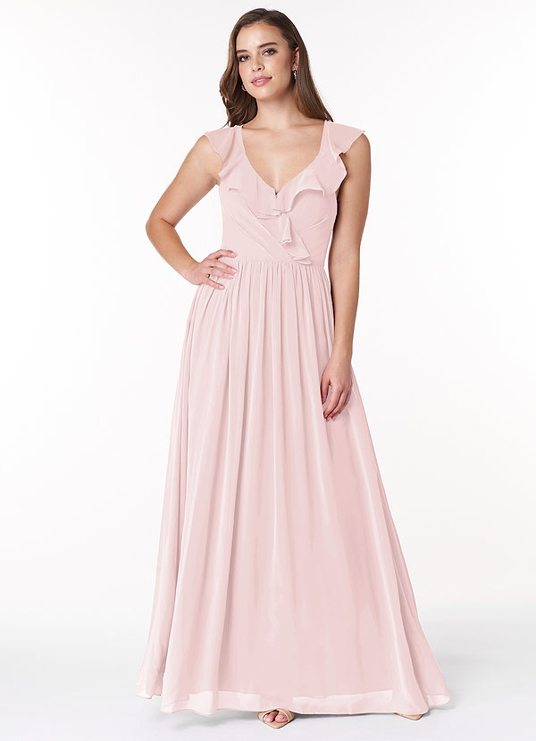 Azazie Gale Bridesmaid Dresses A-Line Pleated Chiffon Floor-Length Dress image1