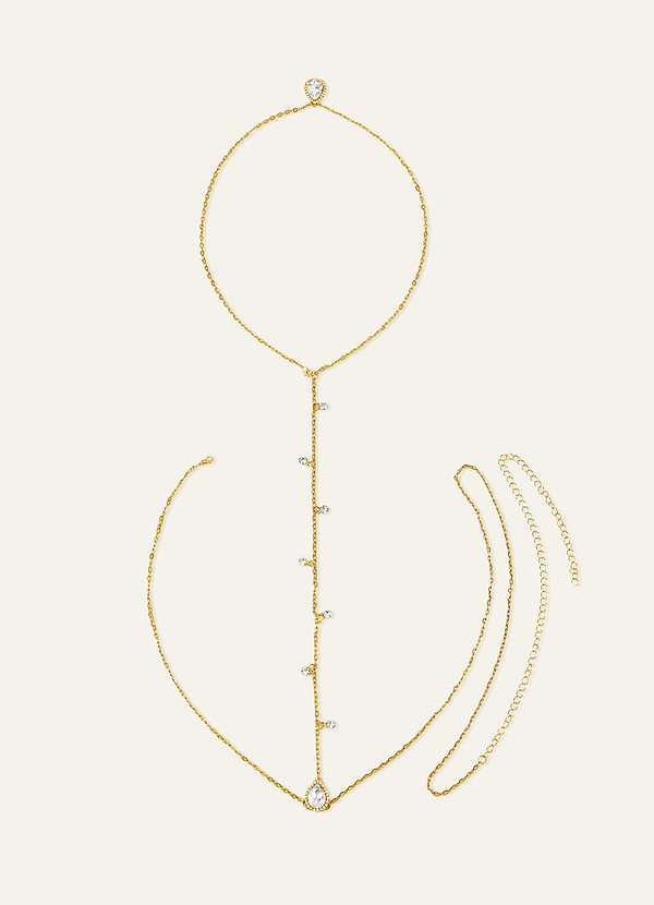 front Pear Crystal Bridal Back Necklace