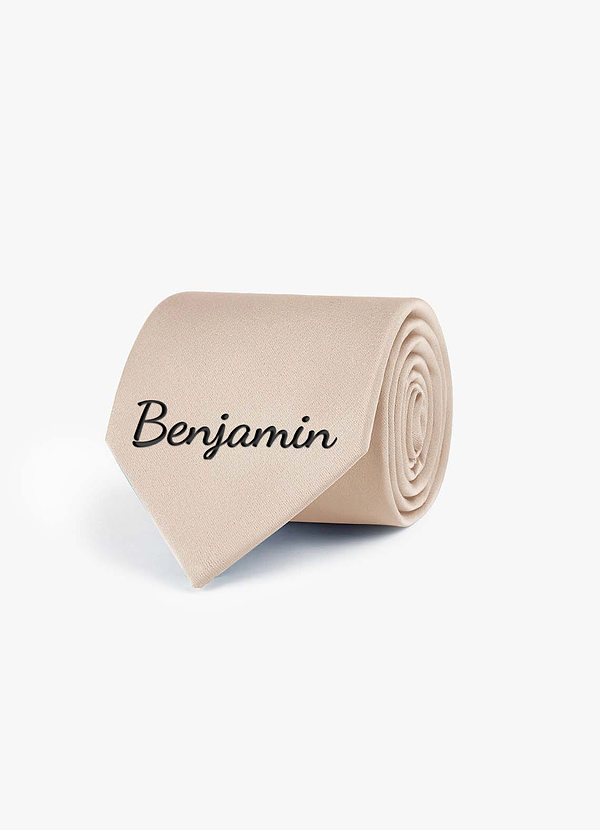 front Personalized Stretch Satin Embroidered Wide Tie