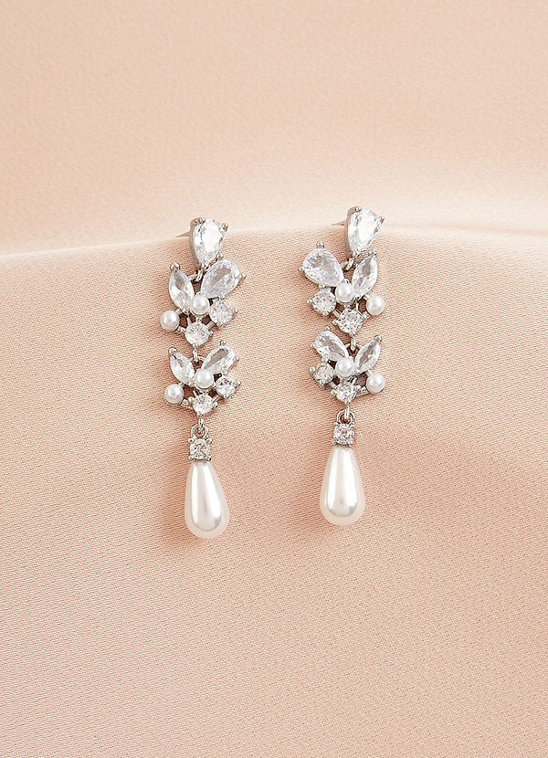 front Pearl and Crystal Drop Earrings