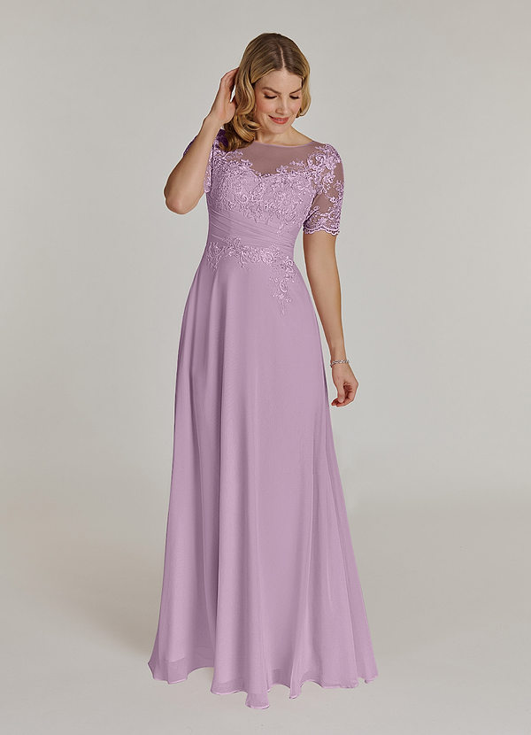 Wisteria Azazie Raissa A-Line Lace Chiffon Floor-Length Dress | Azazie