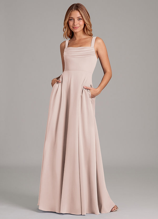 Azazie Shaude Bridesmaid Dresses Rose Petal A-Line Pleated Chiffon Dress image1