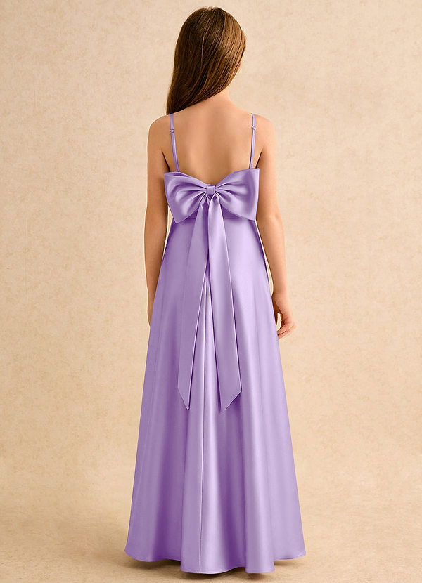 Azazie Joella Girls Formal Vestidos de Niña de Flores Vestido de Lila de Satén Elástico de Corte en A con Plisado image1