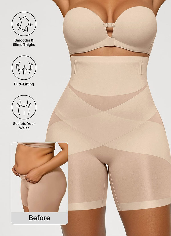 front Short gainant ultra-fin à effet ventre plat en forme de X