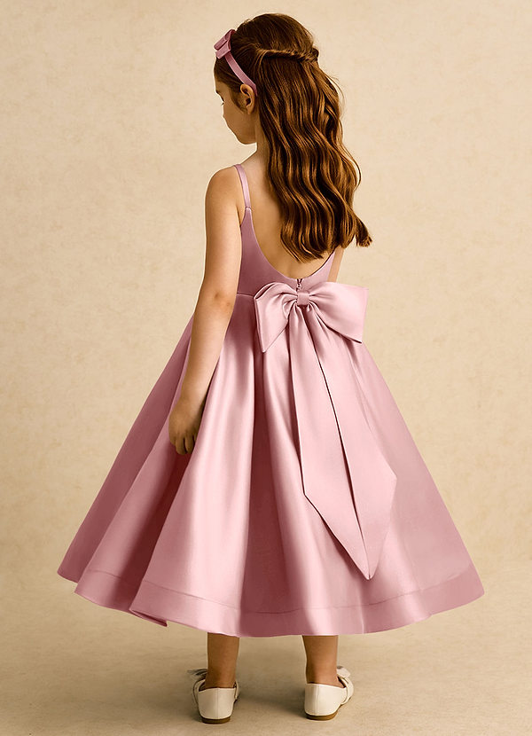 Azazie Babs Vestidos de arras Vestido Rosa Polvorienta de Satin Mate de Vestido de princesa con Plisado image1