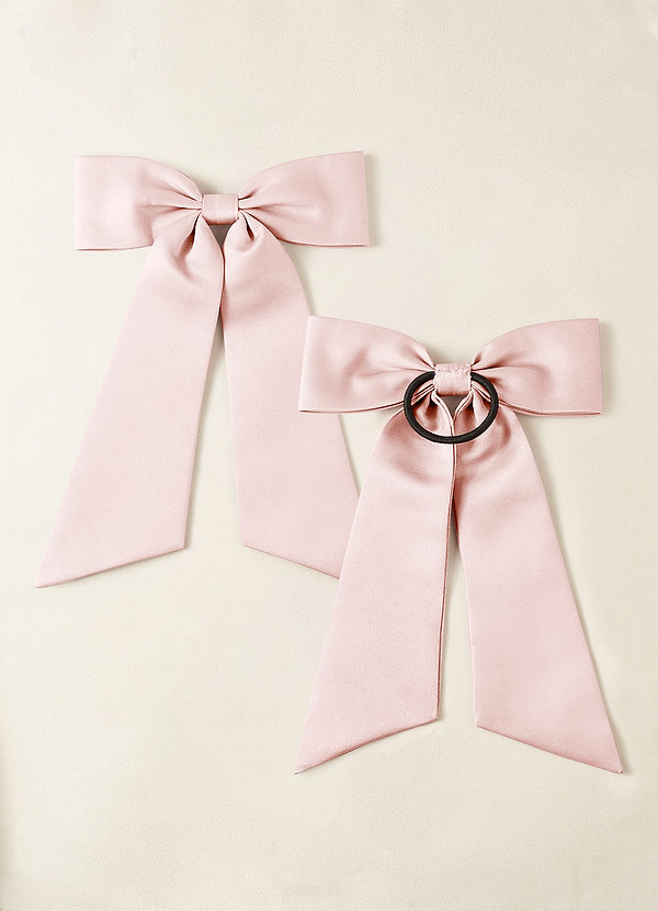 front Matching Color Matte Satin Bow Hair Tie Set
