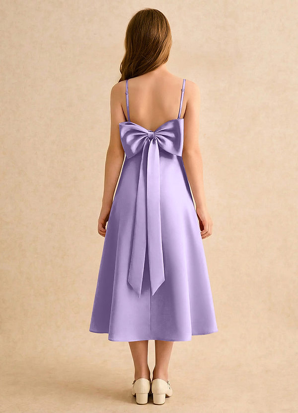 Azazie Jaella Girls Formal Sukienki dla dziewczynek sypiących kwiaty Linia A Pofałdowany Matowy satynowy Długość herbaty Sukienka image1