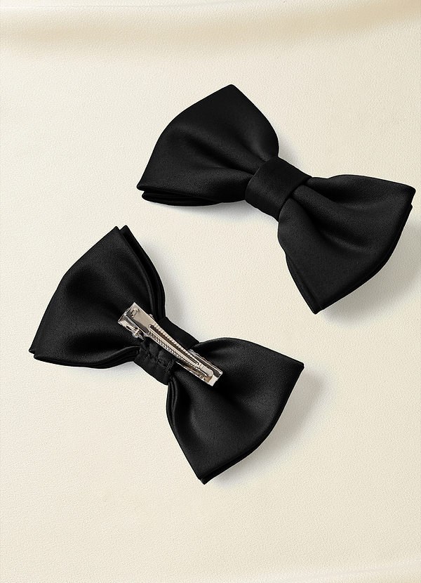 front Matte Satin Bow Hair Clip Set