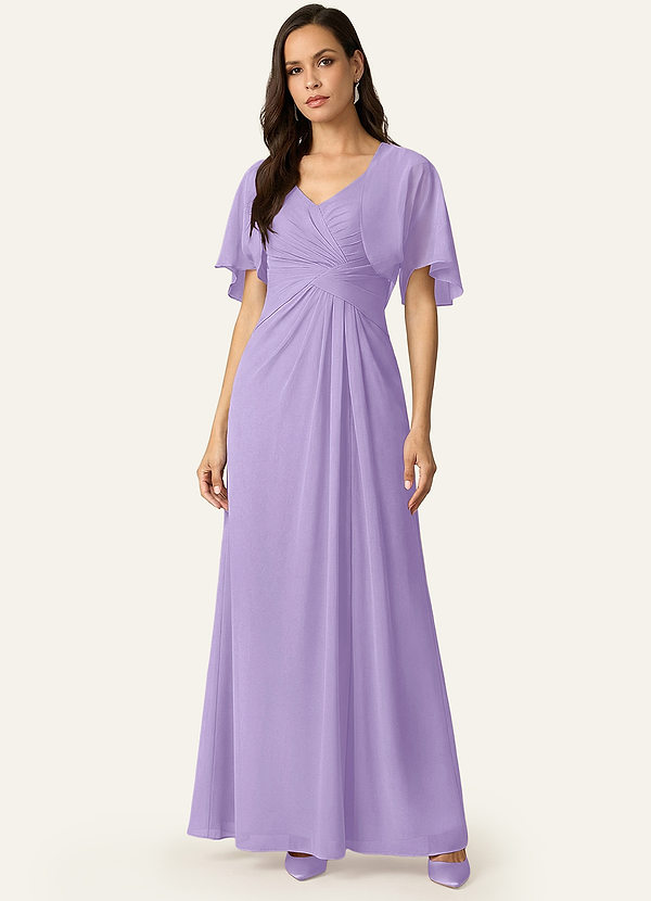 front Azazie Enveloppement En Mousseline Salomé De Couleur Assortie