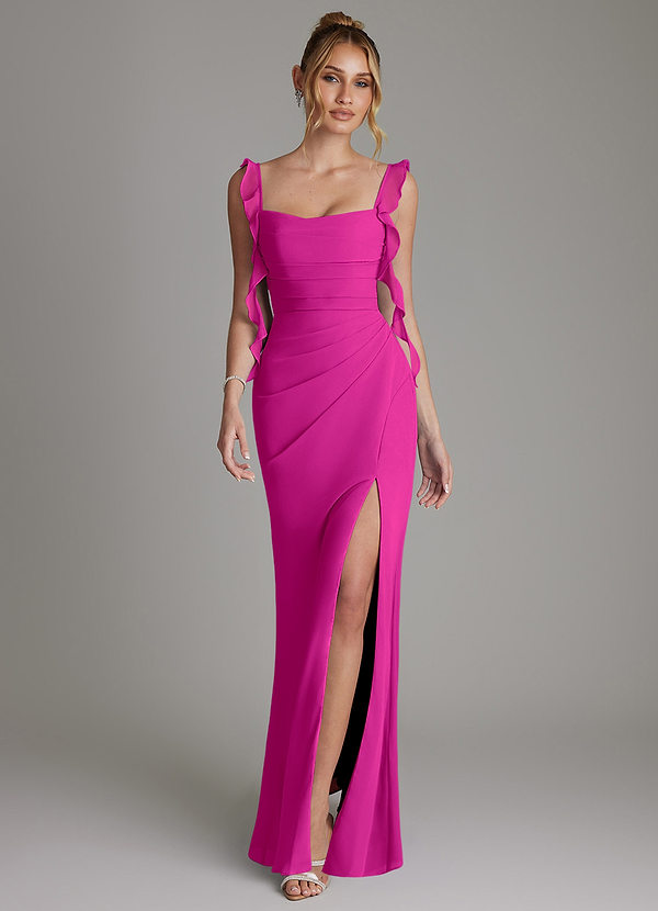 Azazie Jessamine Vestidos Dama de Honor Vestido de Fucsia de Gasa de Corte Sirena con Corsé image1