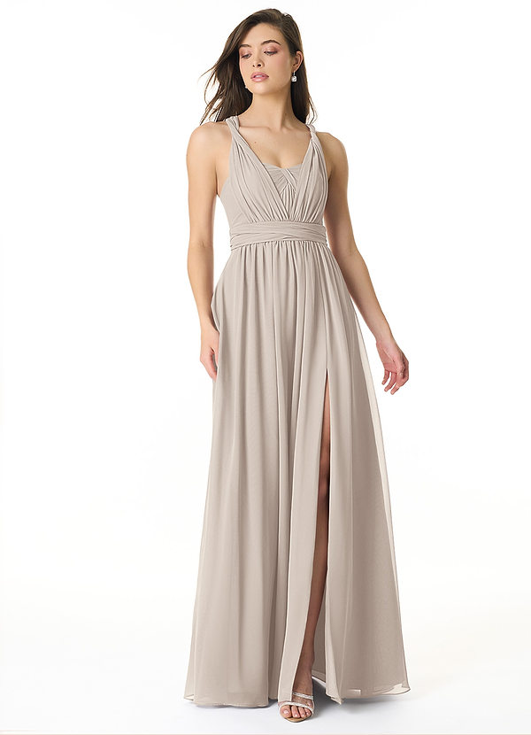Azazie Olani Bridesmaid Dresses Frost A-Line Off the Shoulder Chiffon Convertible Dress image1