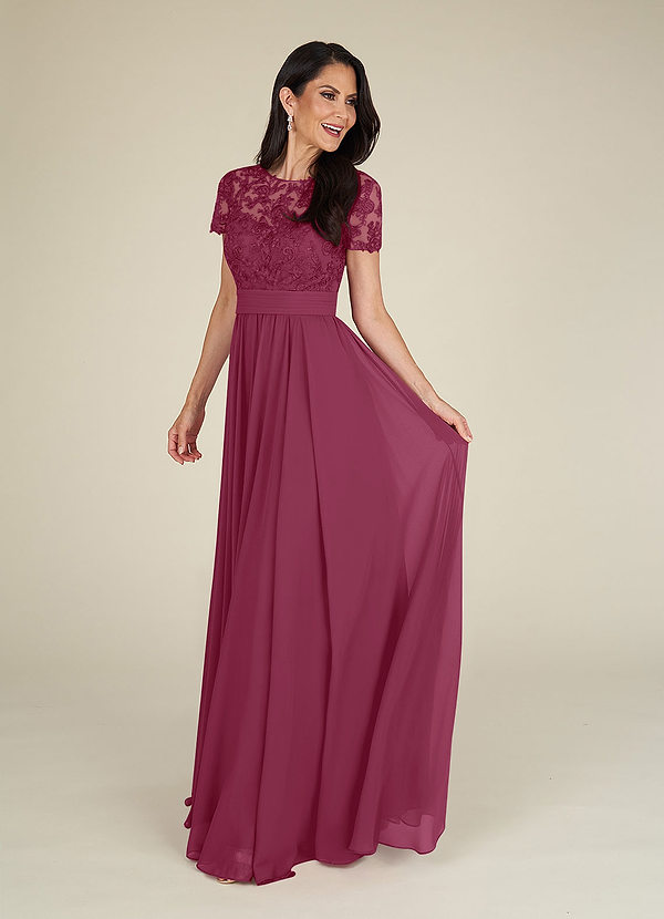 Azazie Annette Mother of the Brides Dresses Mulberry A-Line Lace Chiffon Dress image1