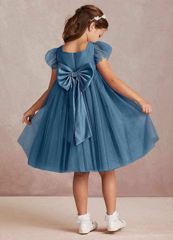 Azazie Kalio Robes de Fillette d'Honneur Robe Trapèze en Tulle avec manches Bermude image1