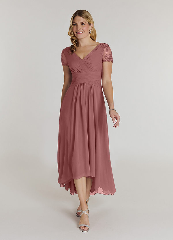 Azazie Thais Mother of the Brides Dresses Desert Rose A-Line Lace Chiffon Dress image1