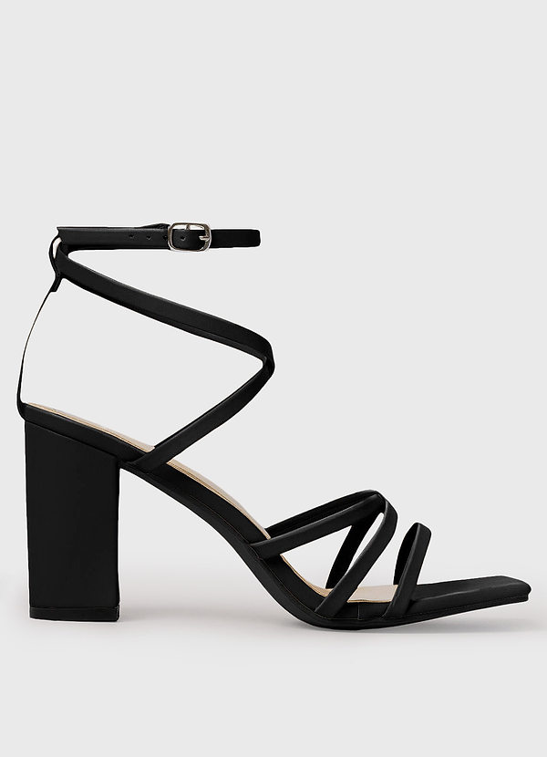 Black strappy fashion ankle heels