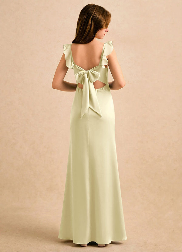 Azazie Novalie Girls Formal Flower Girl Dresses Lemon Sorbet Mermaid Bow Stretch Satin Dress image1