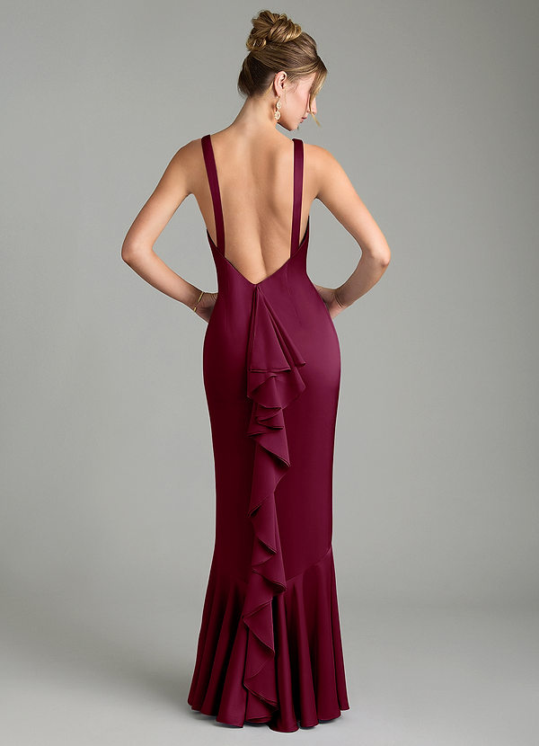 Azazie Tamera Bridesmaid Dresses Mulberry Mermaid Pleated Stretch Satin Dress image1
