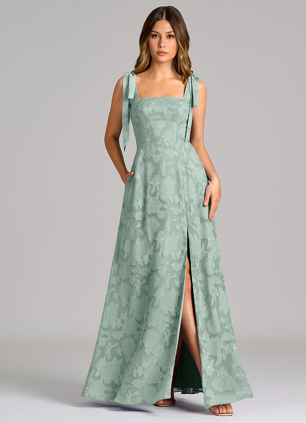 Debra Bridesmaid Dresses Agave A-Line with Pockets Floral Burnout Dress image1