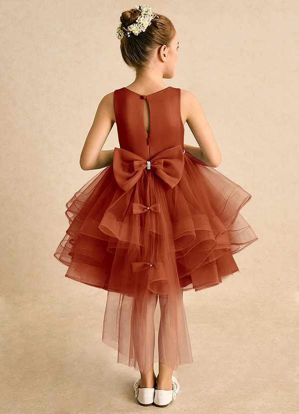 Azazie Tinie Flower Girl Dresses Paprika Ball-Gown Bow Tulle Dress image1