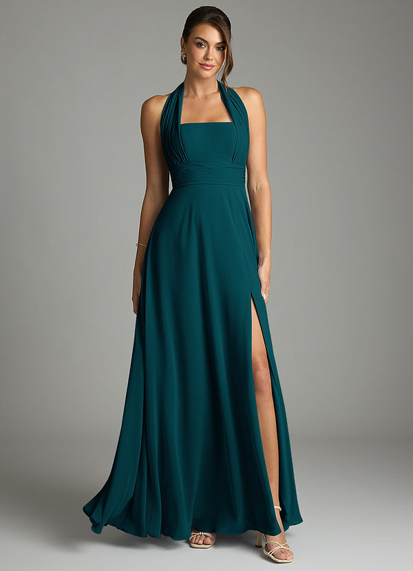 Azazie Tamira Suknie dla druhen Linia A Pofałdowany Szyfon Do ziemi Sukienka image1