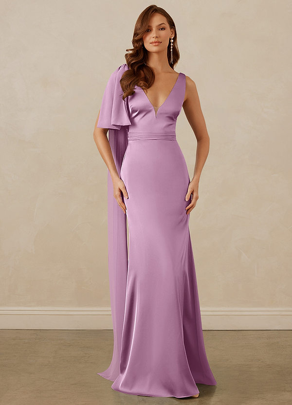 Christian Siriano Bridal for Azazie 1011 Bridesmaid Dresses Wisteria Mermaid Bow Stretch Satin Dress image1