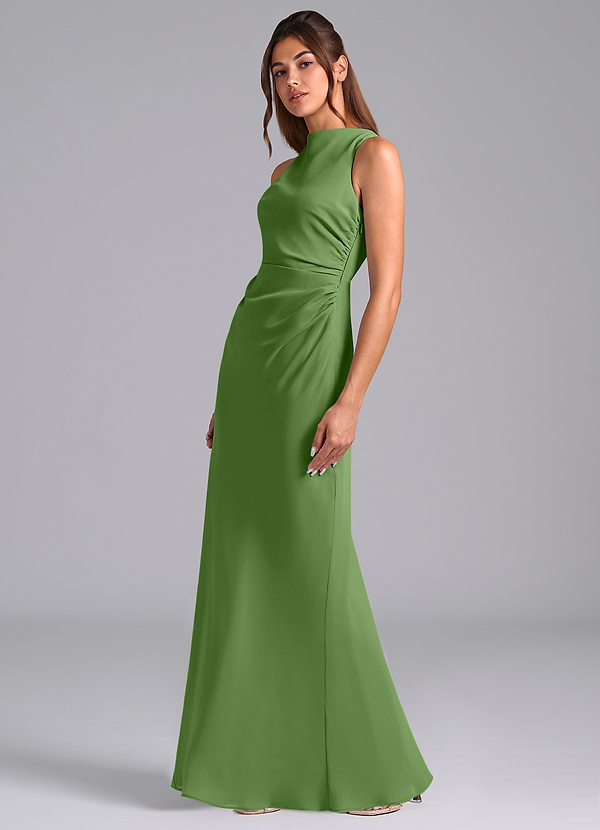 Azazie Evadne Suknie dla druhen Osłona Pofałdowany Szyfon Do ziemi Sukienka image1