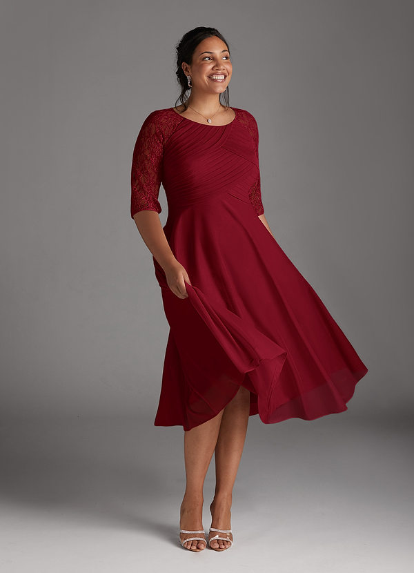 Azazie Gracelyn Brautmutterkleider A-Linie Spitze Kleid Burgunderrot image1