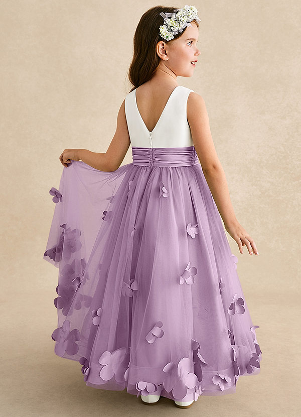 Azazie Vi Bloemenmeisjes Jurken A-Lijn Jurk van Tule Mouwloos Blauweregen image1