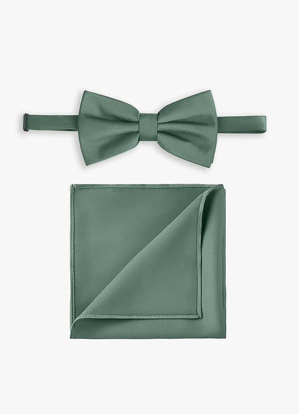 front Stretch Satin Bow Tie and Pocket Square Set