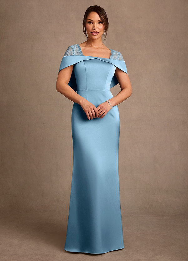 Azazie Henrieta Kjoler til brudens mor Skede Blonder Stræk satin Gulv-længde Kjole image1