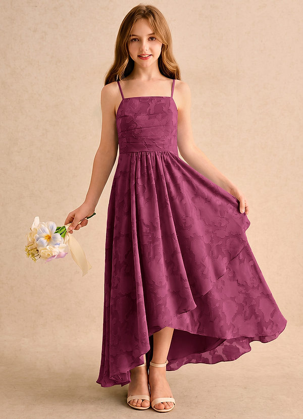 Azazie Twilight Girls Formal Sukienki dla Dziewczynki Sypiącej Kwiaty Litera A Plisowana Kwiatowe wypalenie Asymetryczny Sukienka image1