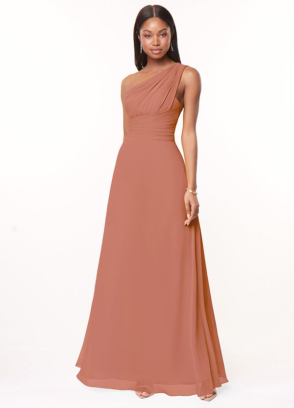 Azazie Ashley Bridesmaid Dresses MAI TAI A-Line Ruched Chiffon Dress image1