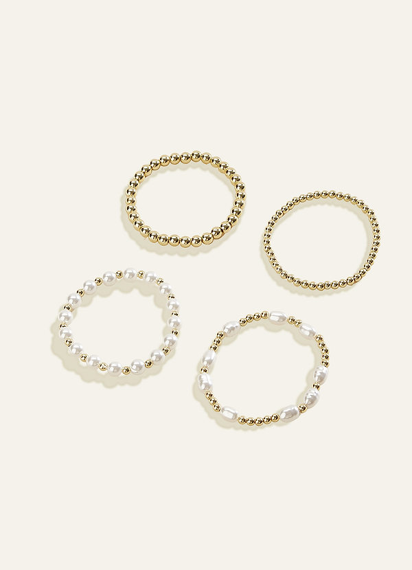 front Pearl and Bead Bracelet Stack Set