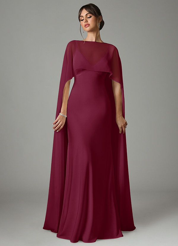 Azazie Stefania Abiti da Damigella Abito A-Line in Raso Elasticizzato Gelso image1