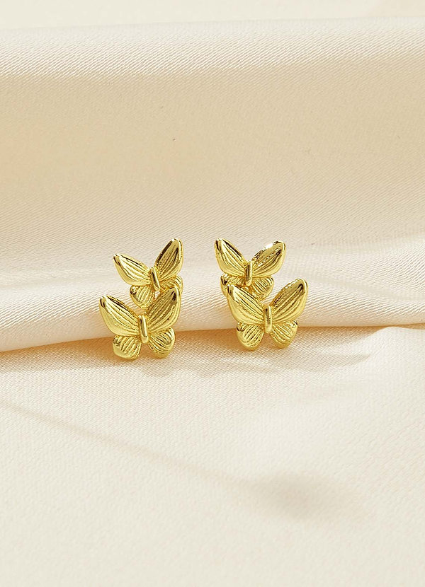 Orecchini a farfalla dorati svolazzanti front