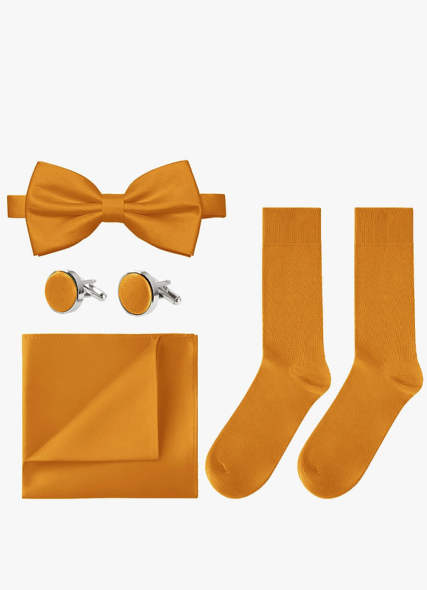 front Conjunto de pajarita, pañuelo de bolsillo, gemelos y calcetines a juego
