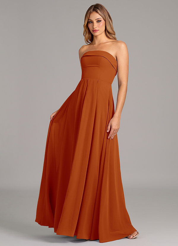 Azazie Lucienne Vestidos de Dama de Honor Vestido Páprica de Chiffon de Linha A com Sem Alças image1